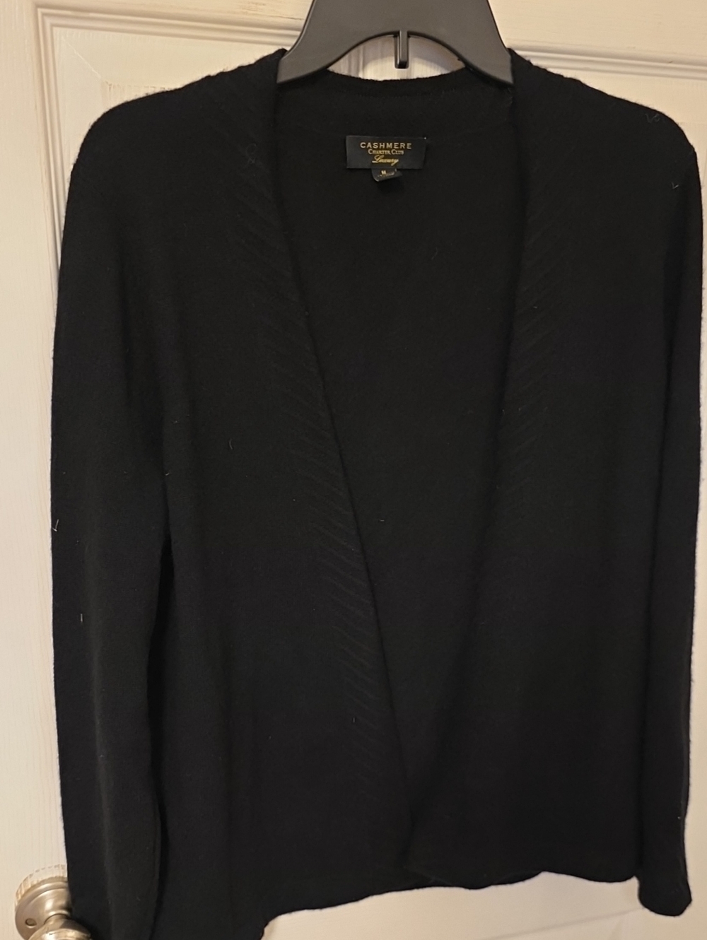 Charter Club Luxury Casmere Black Open-Front Cardigan Size Medium